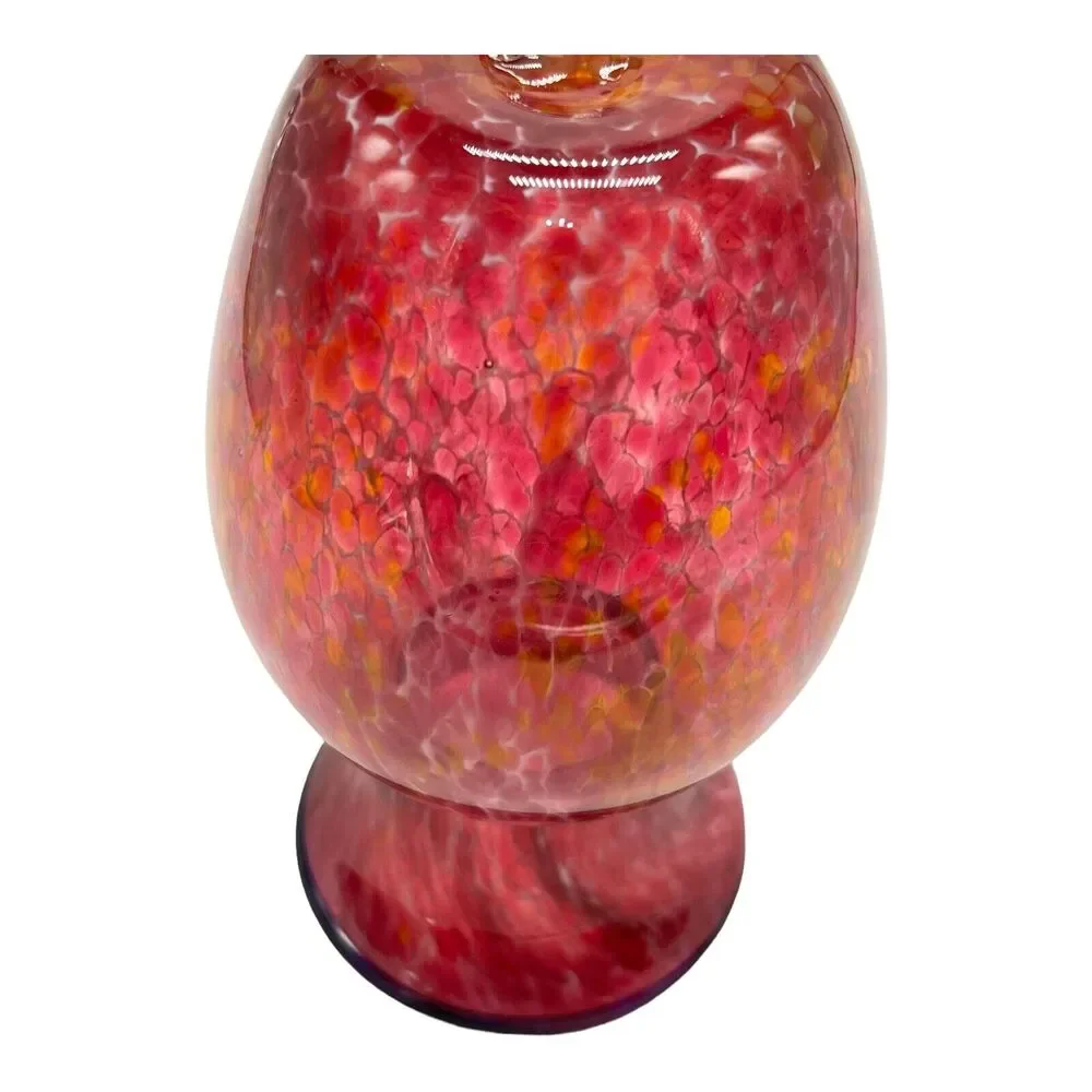Cranberry Art‎ Glass Confetti Vase Hand Blown Tortoise Marbled Signed Brubaker